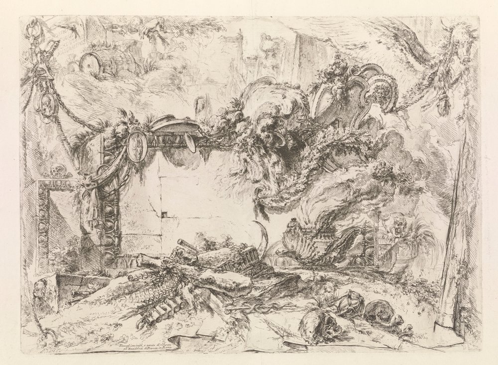 Die monumentale Tafel, aus Grotteschi (Grotesken) von Giovanni-Battista Piranesi