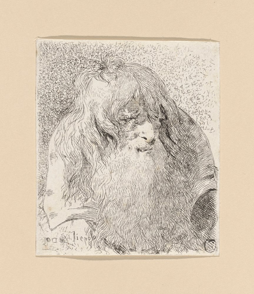 Alter Mann mit Bart und langen Haaren, aus der Raccolta di Teste (Sammlung von Köpfen) von Giovanni Domenico Tiepolo