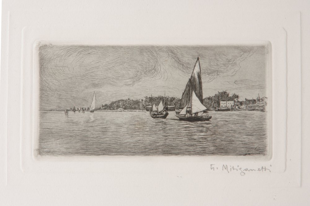 Boote in der Lagune von Giuseppe Miti Zanetti