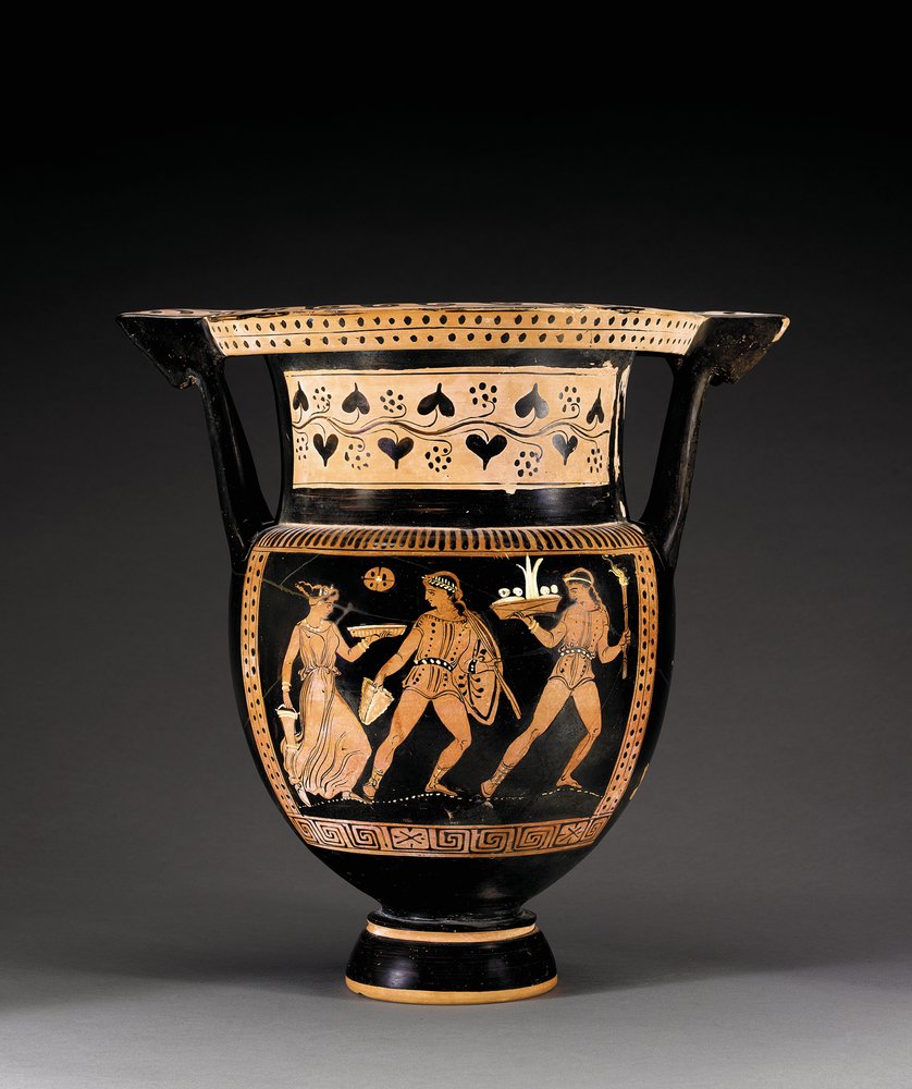 Apulische rotfigurige Säulenkrater, zugeschrieben der Letet-Gruppe, ca. 370-360 v. Chr. von Greek
