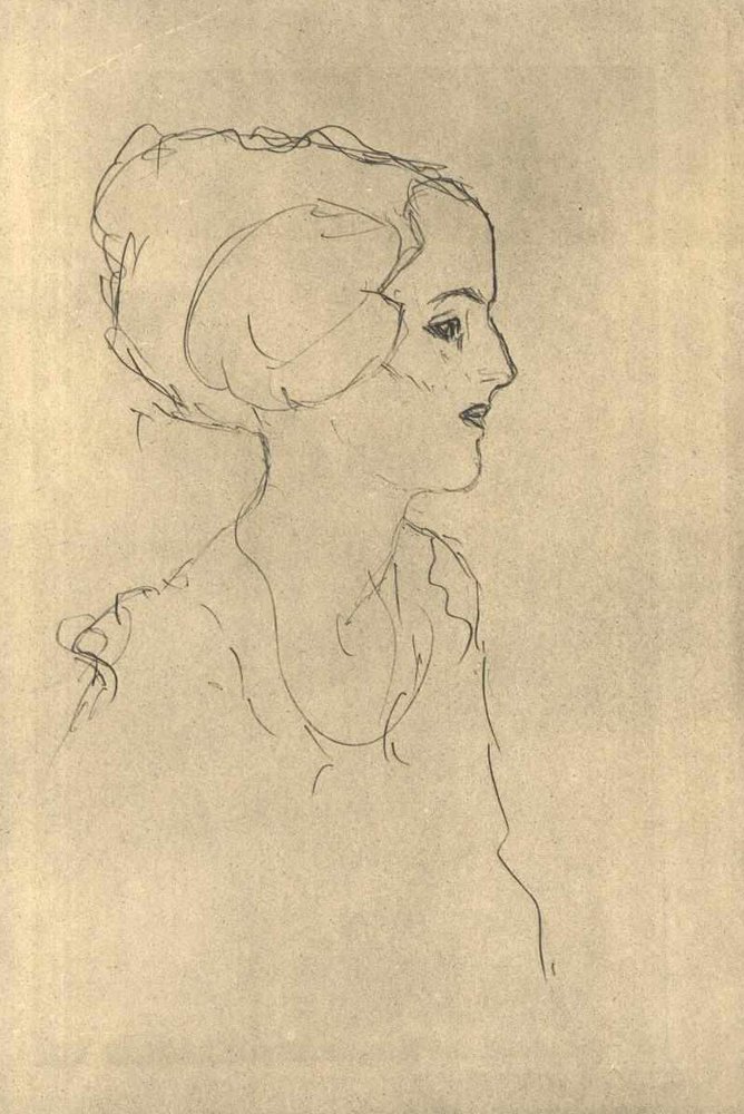 Mädchen im Profil nach rechts von Gustav Klimt
