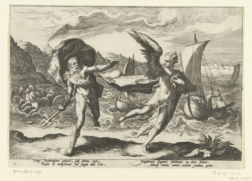 Cornix verwandelt sich in eine Krähe von Hendrick Goltzius (workshop of)