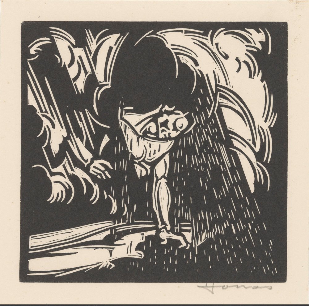 Personifikation des Regens über einer Landschaft von Henri Jonas (signed by artist)