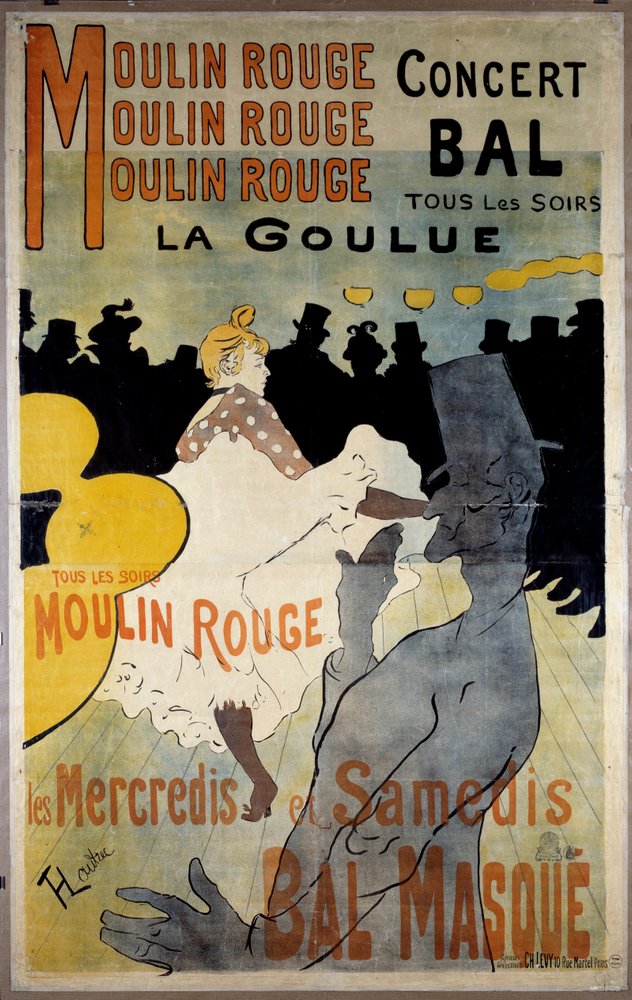 Plakat für das Moulin Rouge (Maskenball „La Goulue“). Lithographie von Henri De Toulouse Lautrec von Henri de Toulouse-Lautrec