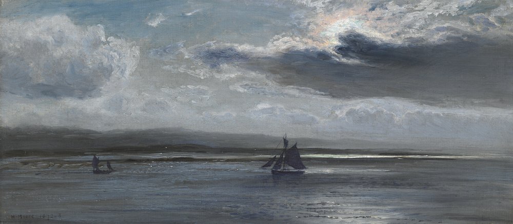 Der Traeth Mawr, Mondlicht, 1872-73 von Henry Moore