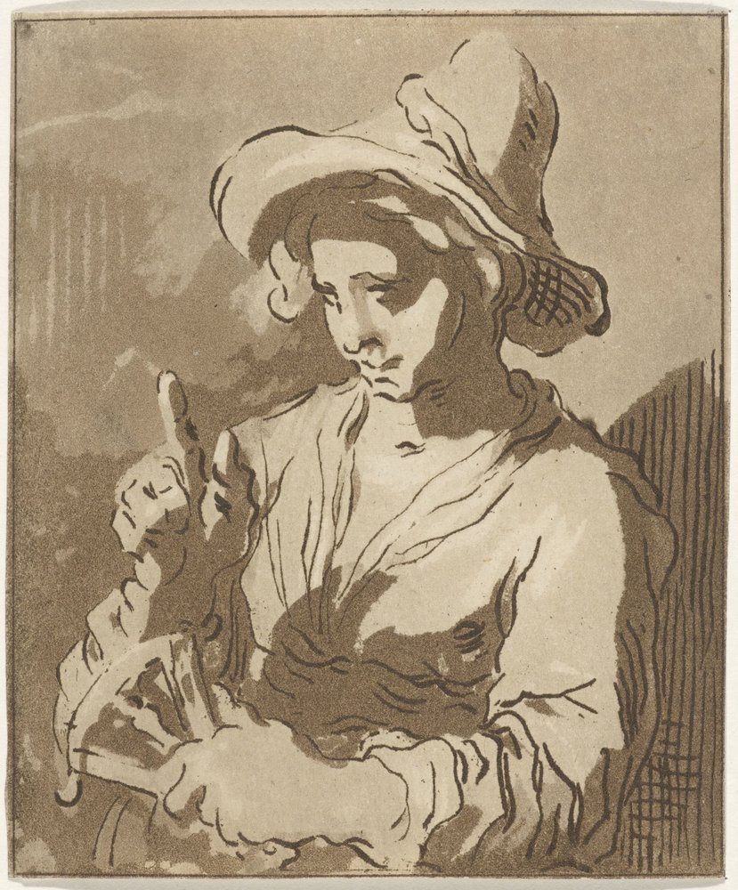 Frau mit Fächer von Hermanus Fock