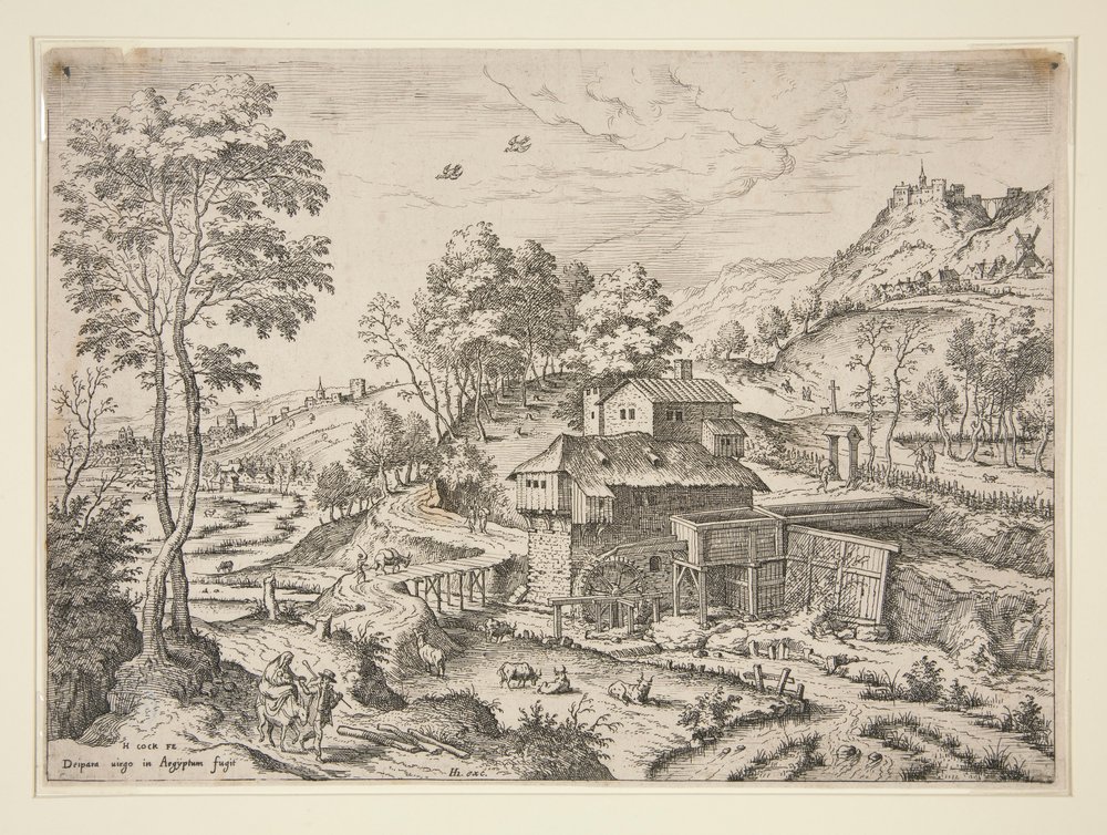 Die Flucht nach Ägypten, aus Landschaften mit biblischen und mythologischen Szenen von Hieronymus Cock