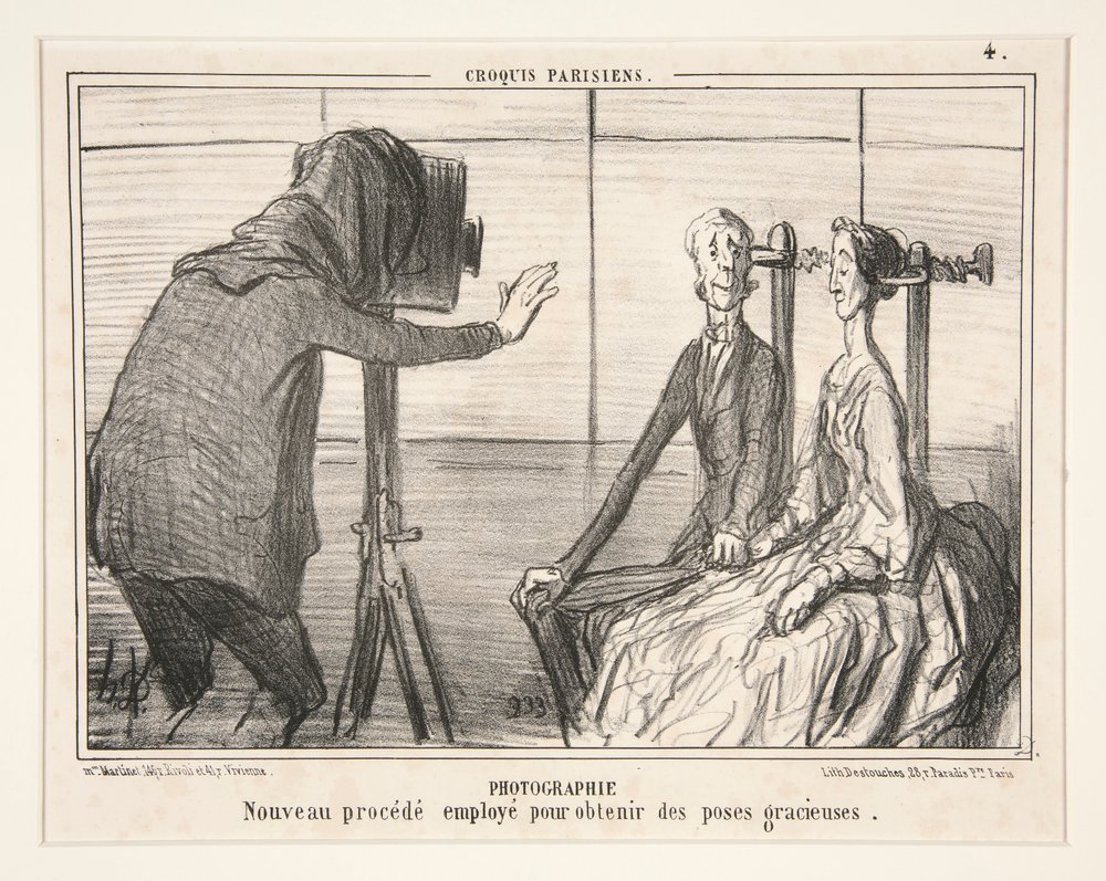 Fotografie. Neues Verfahren zur Erzielung anmutiger Posen, aus Croquis Parisiens von Honoré Daumier