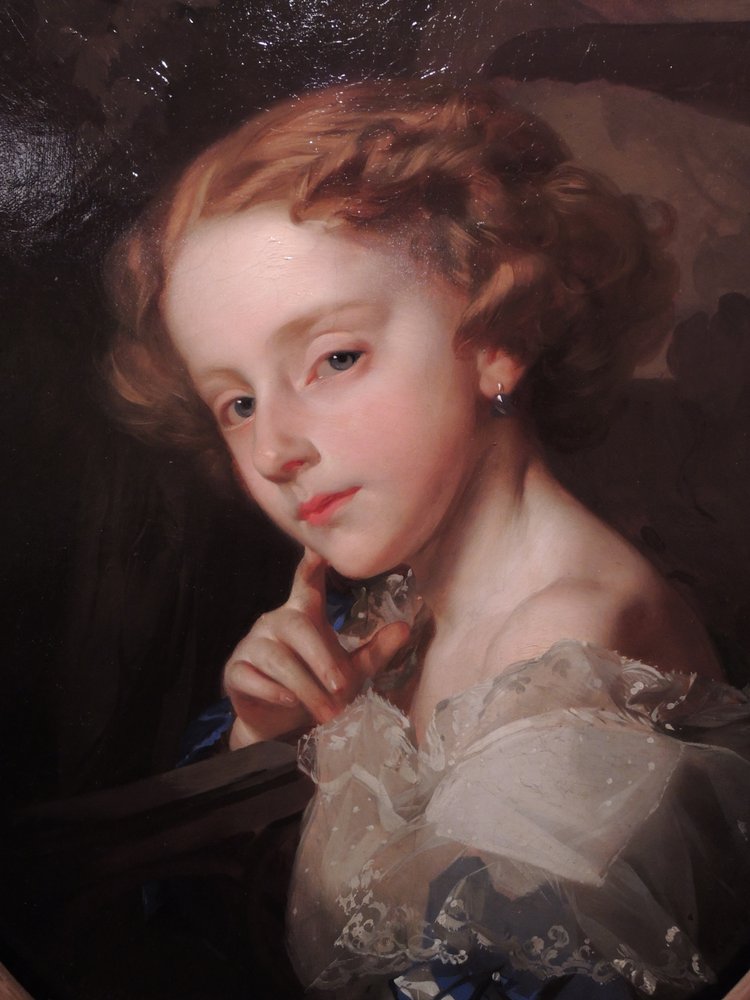 Porträt der Tochter des Künstlers. Porträt eines Mädchens. 1852. Rybinser Historisch-Architektonisches und Kunstmuseum-Reservat. Nach Vermutung der Mitarbeiter des Rybinser Museums diente Prinzessin Eugenia Maximilianowna L als Modell. von Ivan Makarov