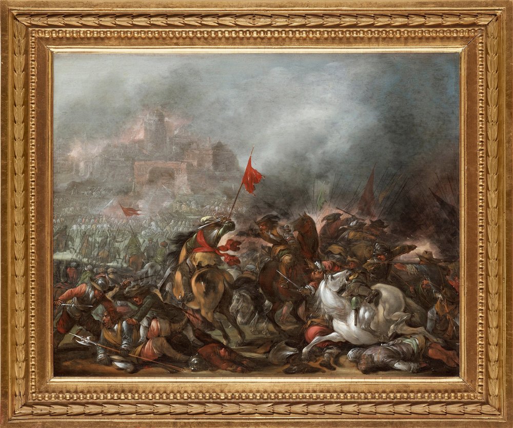 Schlacht zwischen Türken und Christen bei der Eroberung von Konstantinopel durch die osmanische Armee im Jahr 1453 von Jacob Weyer