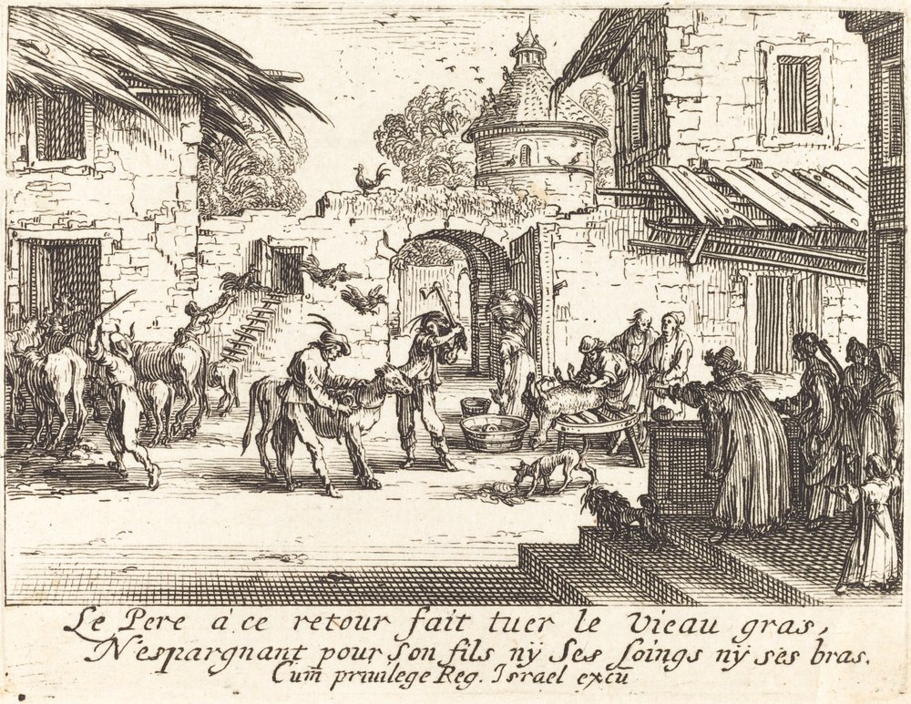 Das gemästete Kalb töten von Jacques Callot