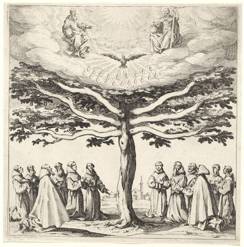 Die Heilige Dreifaltigkeit im Baum des Lebens, verehrt von Franziskanern von Jacques Callot