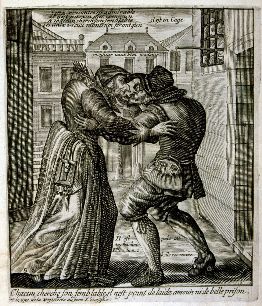 17. Jahrhundert gravierte Illustration aus einer Sammlung von Sprichwörtern. Paris 1657-1663. Von Jacques Lagniet (1620-1675). Französischer Graveur. Von ihm viele sozialkritische Gravuren und Spottbilder wie seine manchmal grotesken und fantastischen Illu von Jacques Lagniet