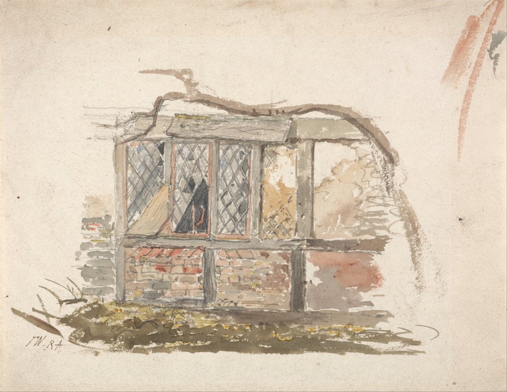 Eine Hütte mit Wand und Fenster von James Ward