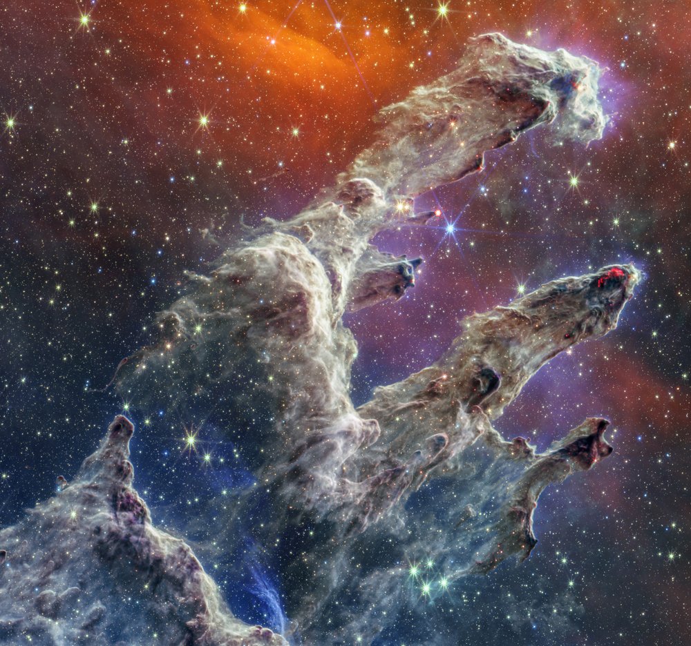Säulen der Schöpfung (NIRCam- und MIRI-Komposit) von James Webb Space Telescope (NASA)
