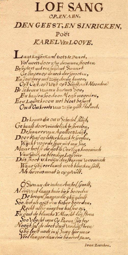 Umschlag mit einem handgeschriebenen Gedicht von Jan Luyken über Karel Verloove von Jan Luyken