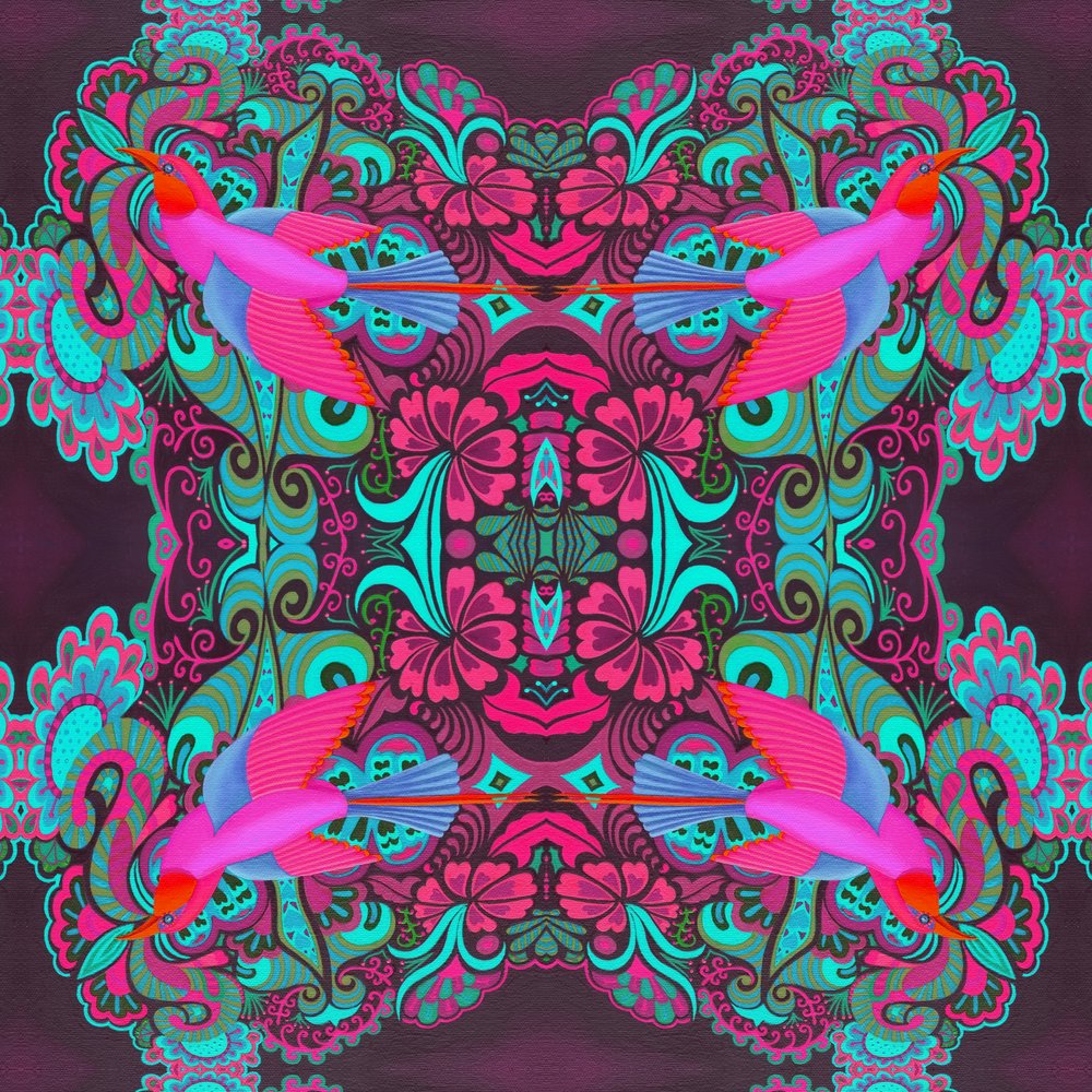 Fliegendes Vogelmuster, Maroon von Jane Tattersfield