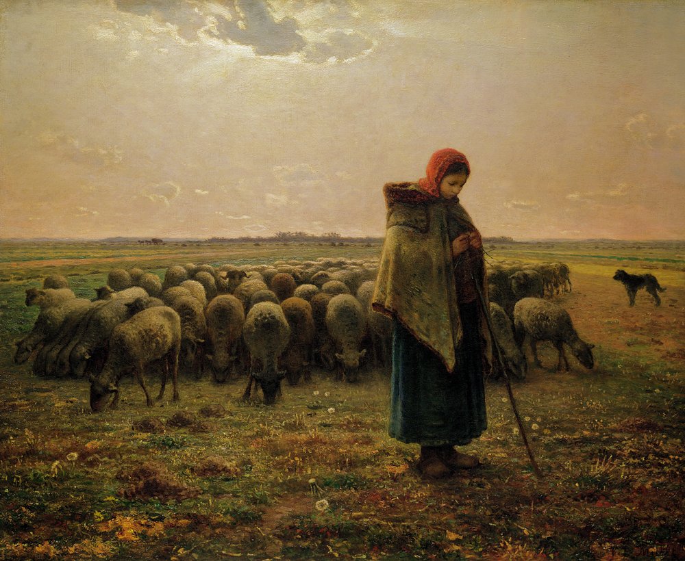 Hirtin mit ihrer Herde, 1863 von Jean-Francois Millet