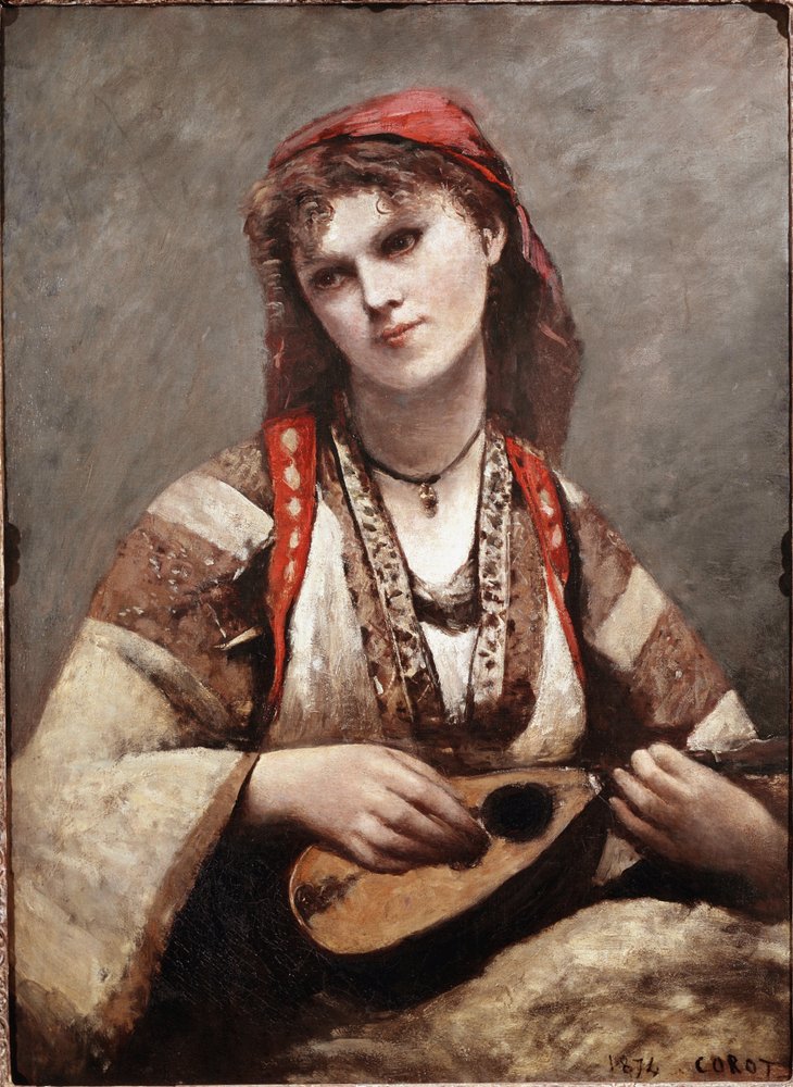 Zigeunerin mit Mandoline (1796-1875). 1874. Kunstmuseum São Paulo. Brasilien von Jean-Baptiste-Camille Corot