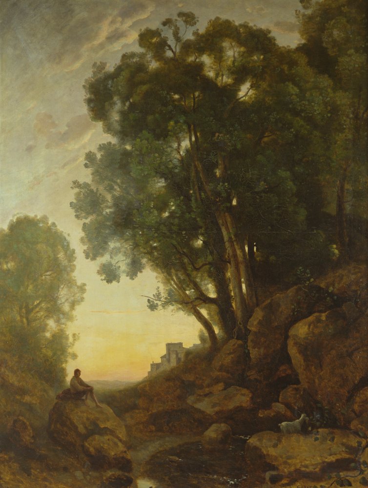 Der italienische Ziegenhirte oder Die Wirkung des Sonnenuntergangs von Jean-Baptiste-Camille Corot