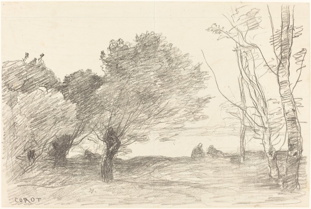 Weiden und weiße Pappeln von Jean-Baptiste-Camille Corot
