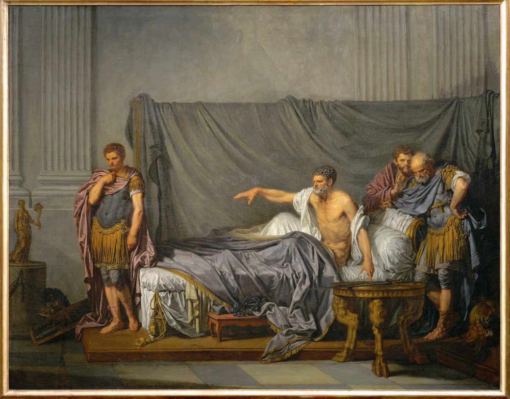 Kaiser Lucius Septimius Severus beschuldigt seinen Sohn Caracalla, seine Ermordung geplant zu haben ... von Jean-Baptiste Greuze