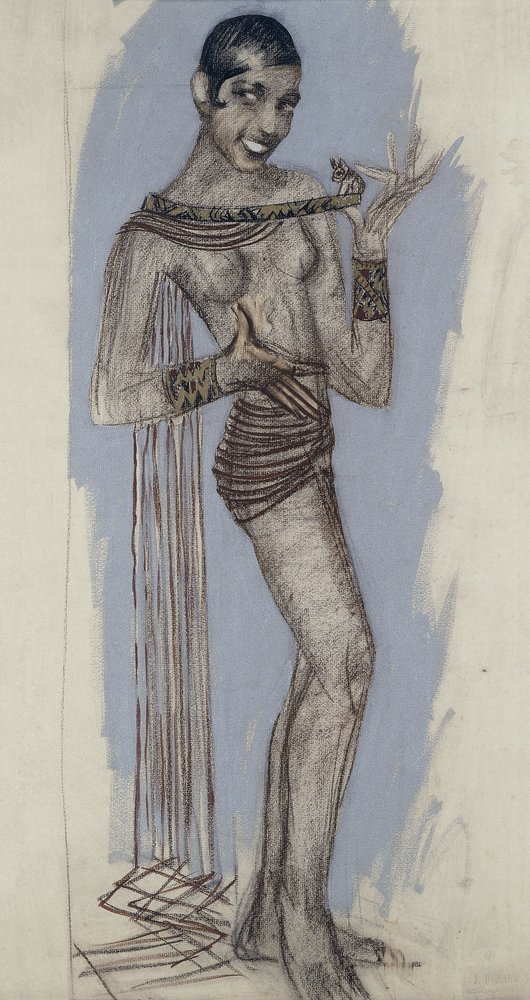 Josephine Baker - Ein Modell für ein wichtiges Lackpaneel, ca. 1927 (Bleistift auf Papier) von Jean Dunand