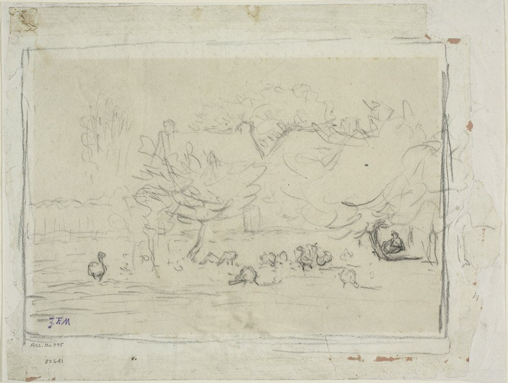 Gänse im Bauernhof von Jean-Francois Millet