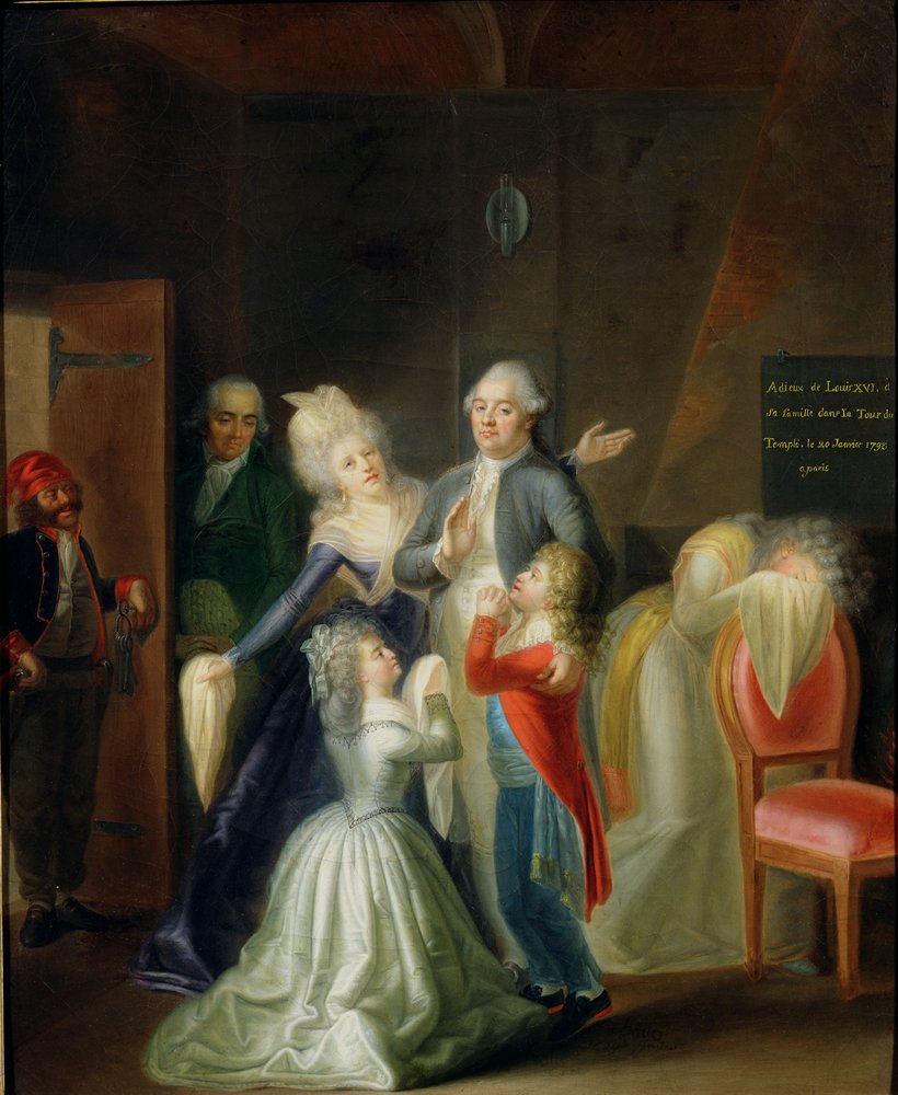 Abschied von Ludwig XVI. durch seine Familie im Tempel, 20. Januar 1793 von Jean-Jacques Hauer