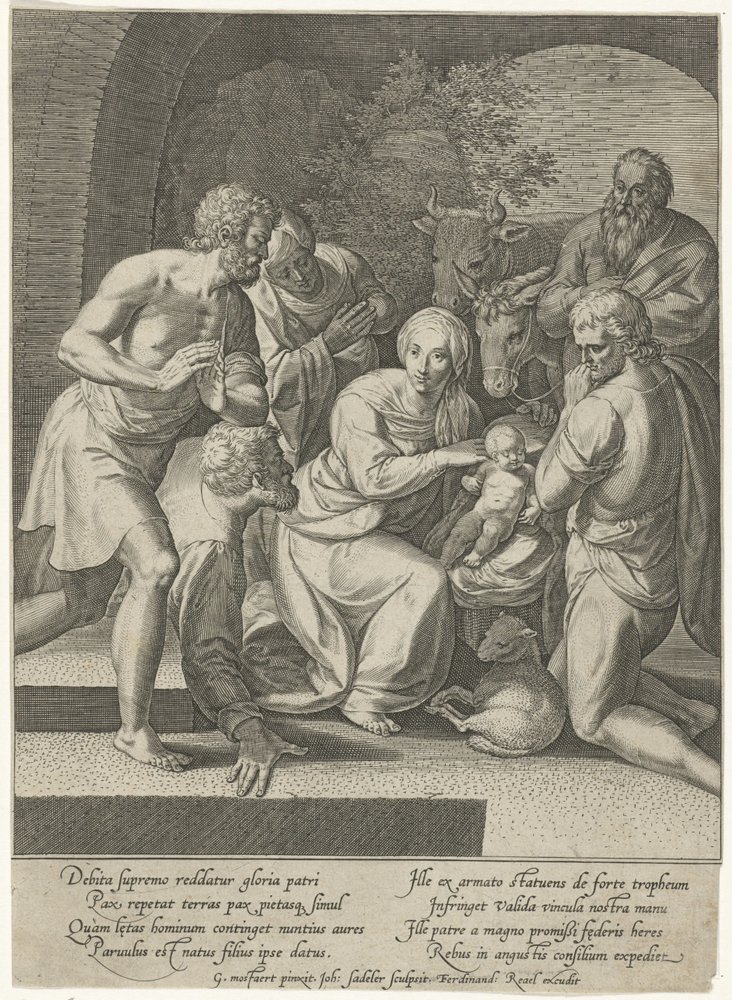 Anbetung der Hirten in einer Nische von Johann Sadeler (I)