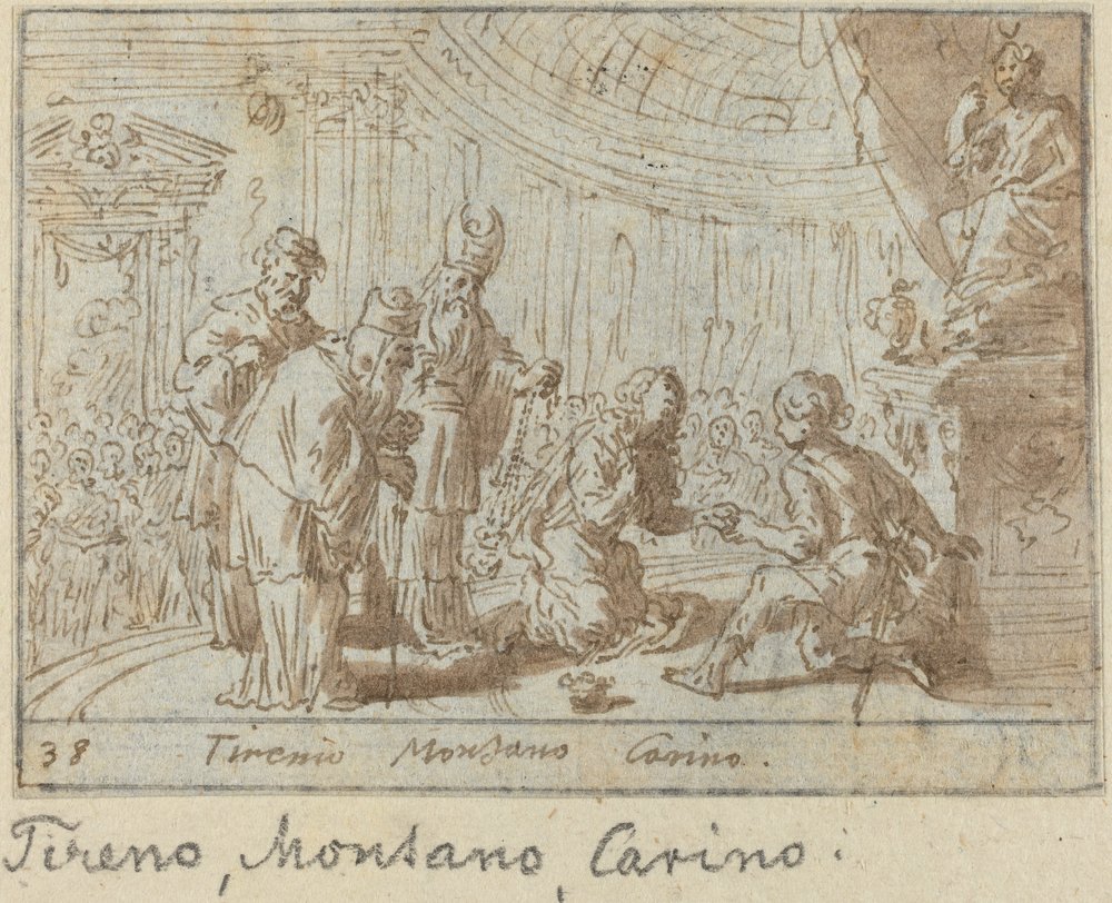 Tirenio, Montano und Carino, 1640 von Johann Wilhelm Baur