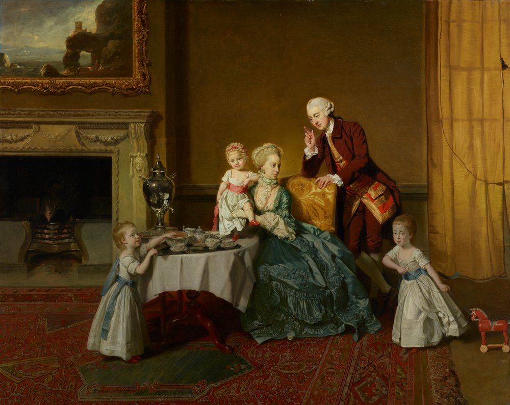 John, vierzehnter Baron Willoughby de Broke, und seine Familie, ca. 1766 von Johan Joseph Zoffany