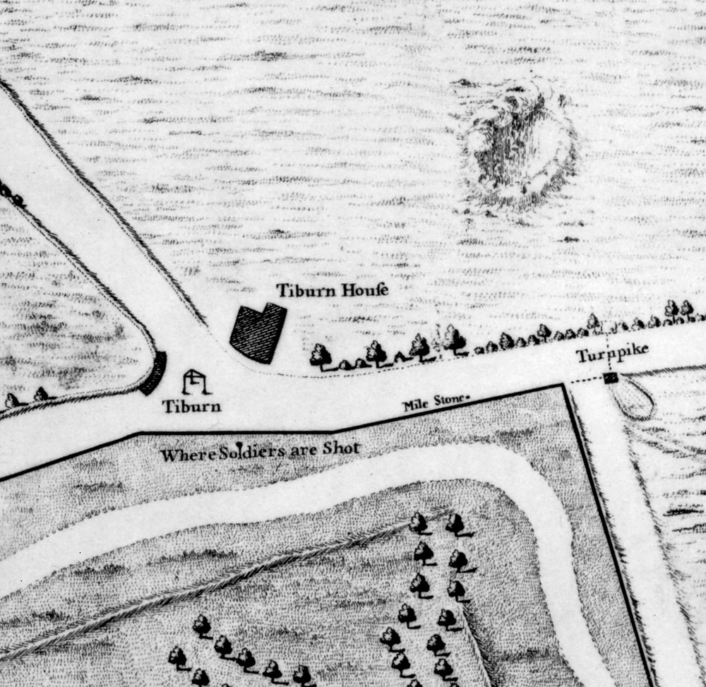 Karte von Tyburn, 1746 (Detail von 438496) von John Rocque