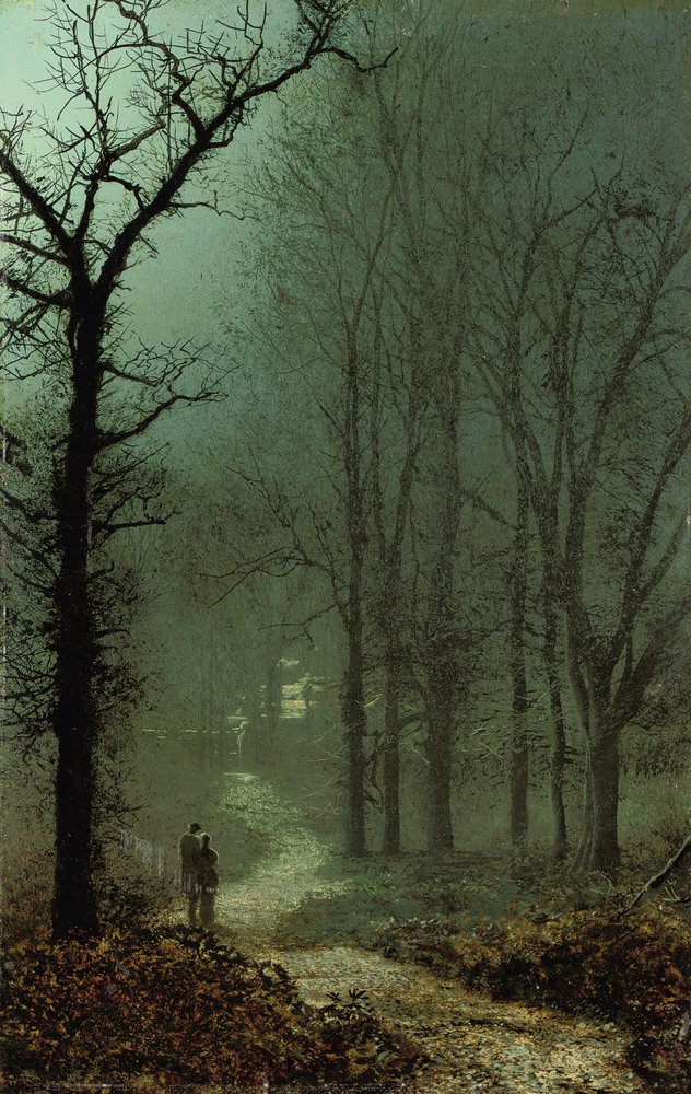 Liebende in einem Wald bei Mondschein, 1873 von John Atkinson Grimshaw