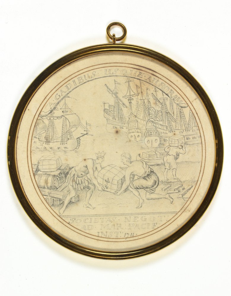 Entwurf für eine Medaille zur Erinnerung an die Gründung der South Sea Company von John Croker