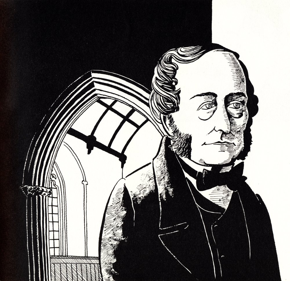 Samuel WESLEY, Karikatur von John Minnion