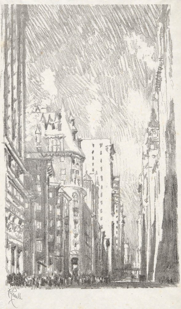 Broadway von Bowling Green, #2 in Iconophile Club Collection von Joseph Pennell