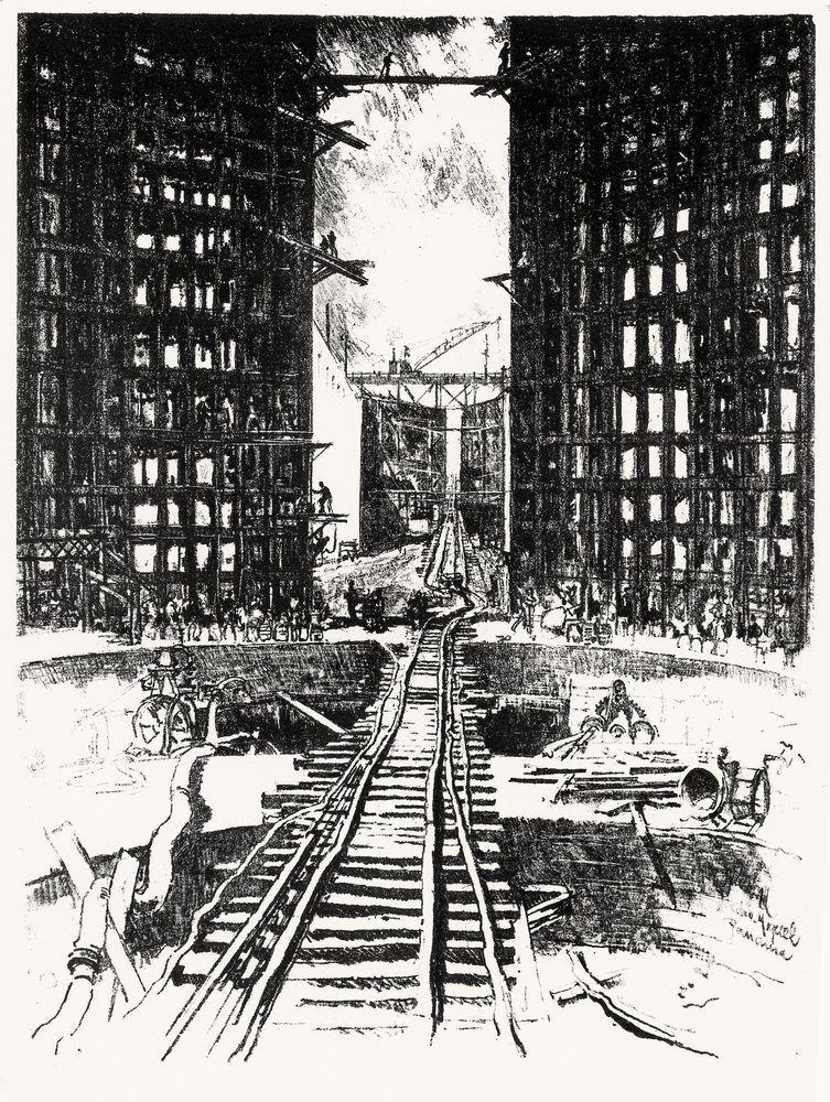 Die Tore von Pedro Miguel, Platte XIX aus Der Panamakanal von Joseph Pennell, 1912 von Joseph Pennell