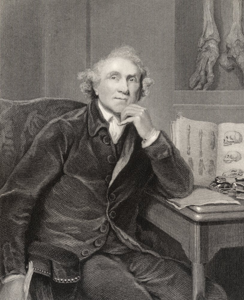 John Hunter, gestochen von G.H. Adcock, aus "National Portrait Gallery, Band V", veröffentlicht um 1835 von Joshua (after) Reynolds