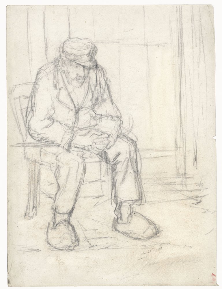 Sitzender alter Bauer von Jozef Israëls