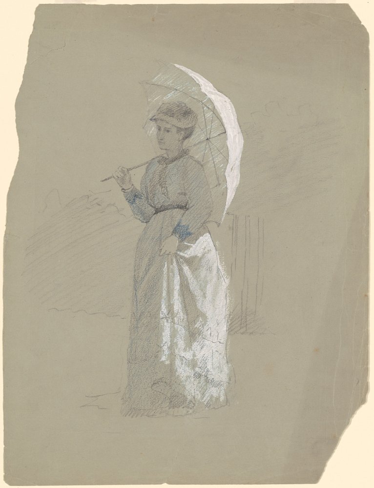 Frau mit Sonnenschirm von Jr. Enoch Wood Perry