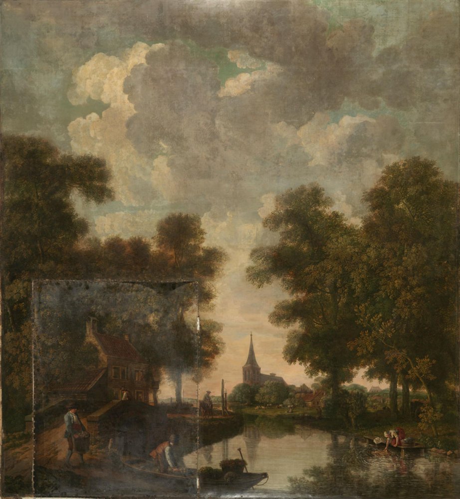 Wandbehang mit holländischer Landschaft, zum Saal in der Nieuwe Doelenstraat 22 gehörend von Jurriaan Andriessen