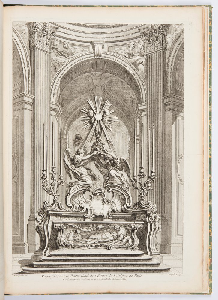 Entwurf für den Hauptaltar der Kirche St. Sulpice in Paris, Tafel 109, in Oeuvres de Juste-Aurèle Meissonnier von Juste-Aurèle Meissonnier