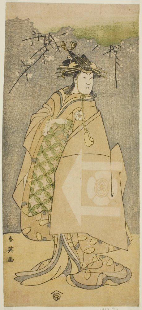Der Schauspieler Iwai Kiyotaro als Kewaizaka no Shosho im Stück Gohiiki no Hana Aikyo Soga, aufgeführt im Kawarazaki-Theater im ersten Monat, 1794 von Katsukawa Shun
