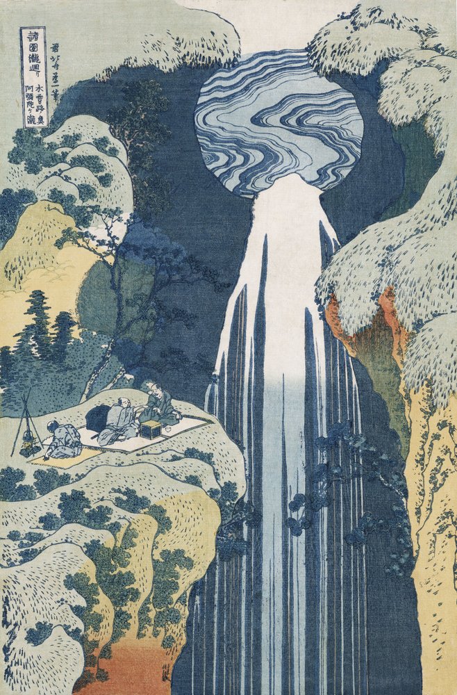 Der Amida-Wasserfall an der Kiso-Straße, aus der Serie „Eine Reise zu den Wasserfällen aller Provinzen“ von Katsushika Hokusai