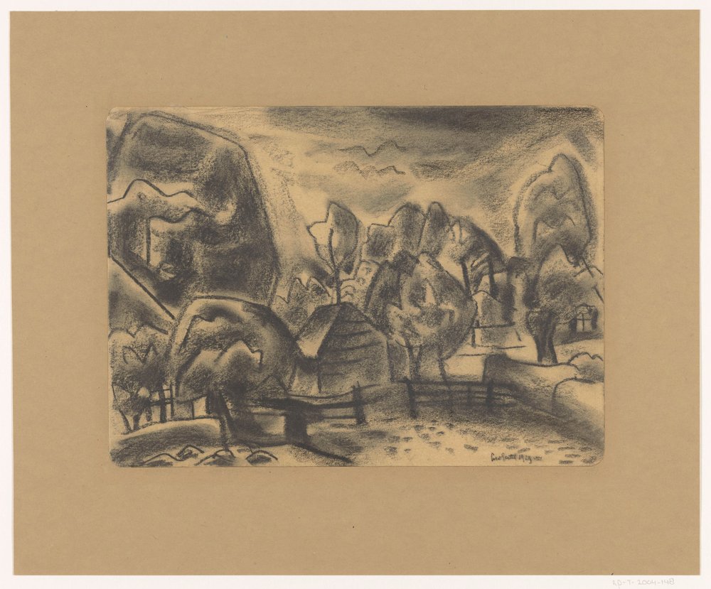 Landschaft mit Bauernhof zwischen Bäumen von Leo Gestel (signed by artist)