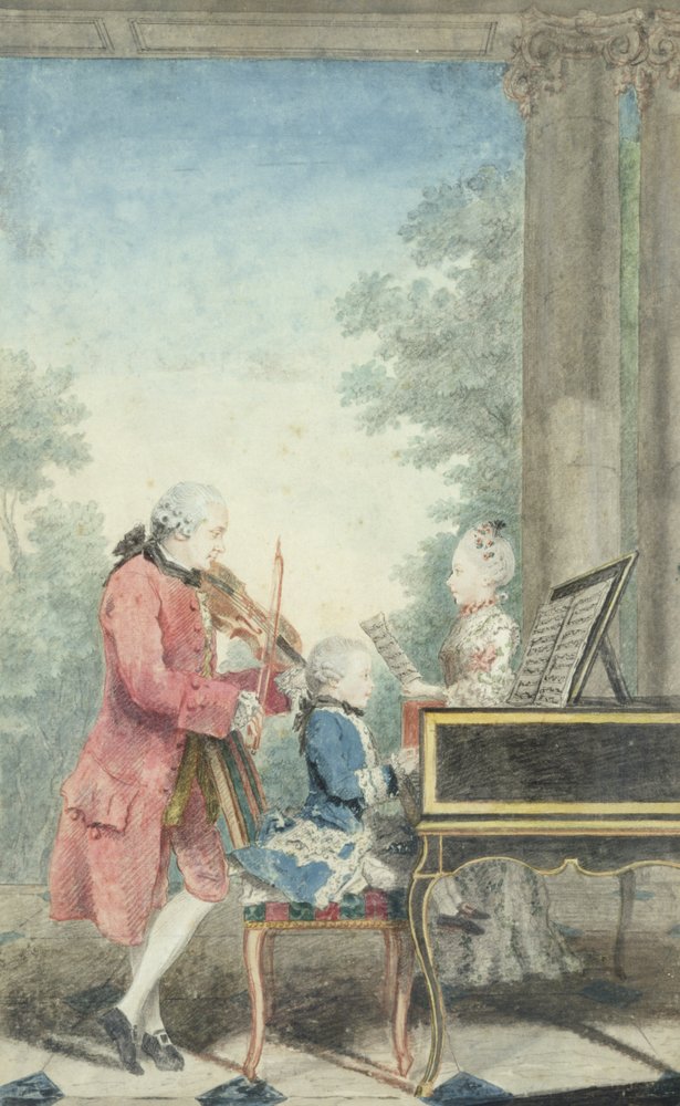 Leopold Mozart und seine Kinder Wolfgang Amadeus und Maria Anna von Louis Carrogis dit Carmontelle