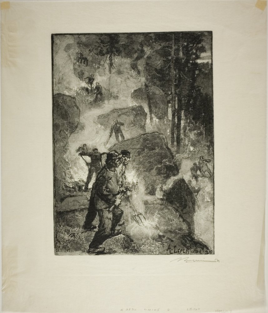 Farnbrenner im Wald von Louis Auguste Lepère