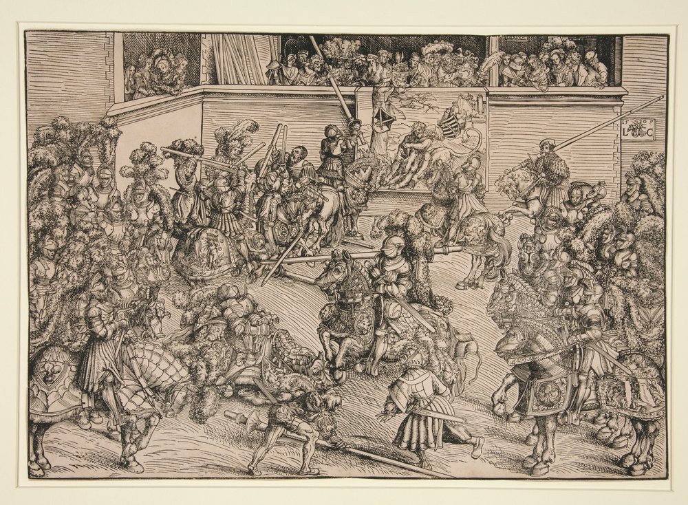 Das zweite Turnier (mit dem Wandteppich von Samson und dem Löwen) von Lucas Cranach the Elder