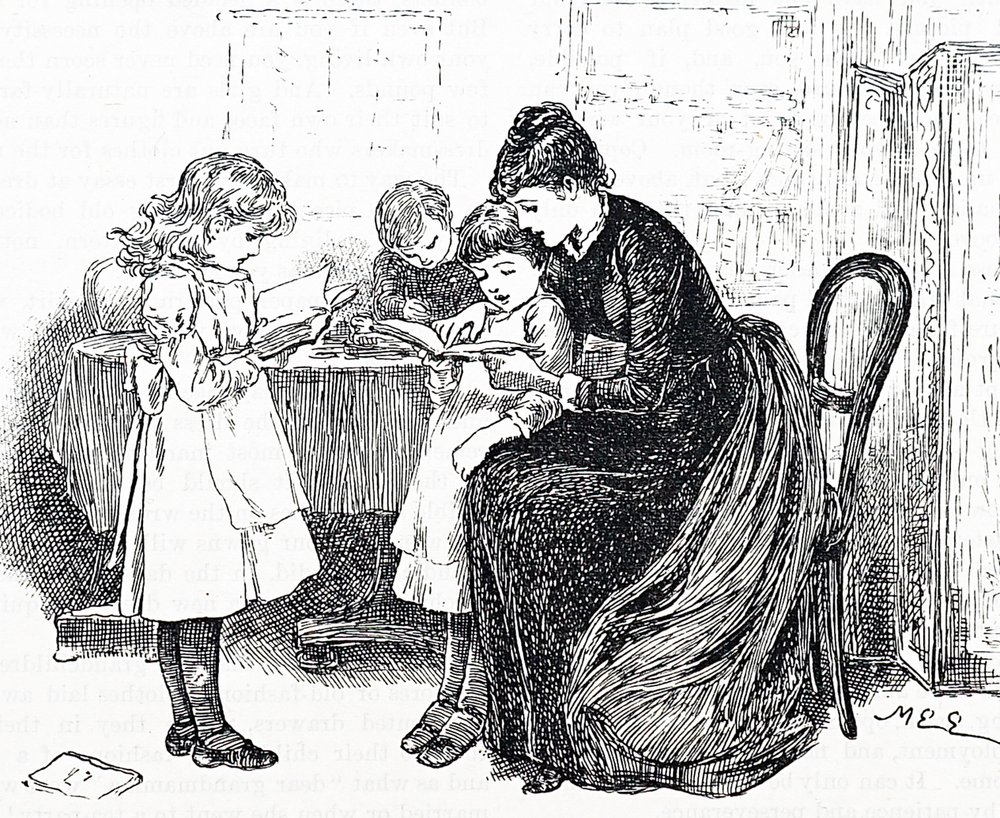 Kinder werden von ihrer Mutter vorgelesen von Mary Ellen Edwards